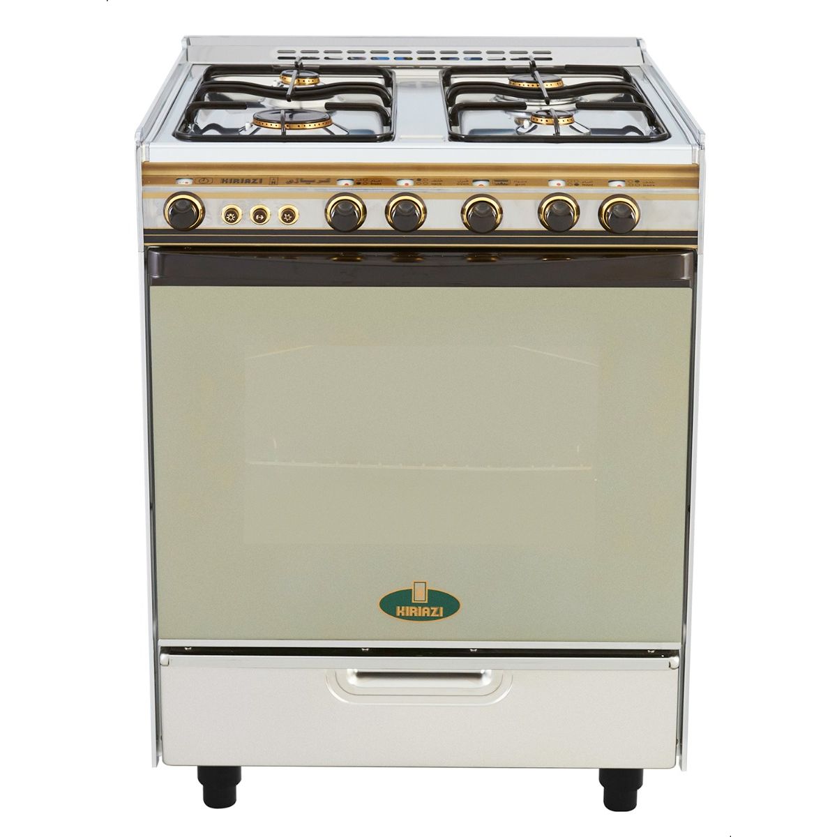 Kiriazi Gas Cooker 4 Burners, Silver - 6400 Kiriazi Gas Cooker 4 Burners, Silver - 6400